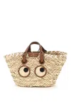 Anya Hindmarch Small Eyes Seagrass Basket Tote In Multi