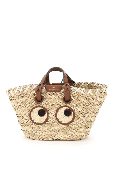 Anya Hindmarch Paper Eyes Small Basket Bag In Brown