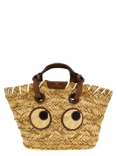 Anya Hindmarch Small Eyes Seagrass Basket Tote In Brown
