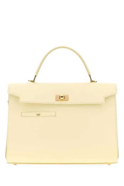 Anya Hindmarch Pastel Yellow Leather Mortimer Handbag In Neutral