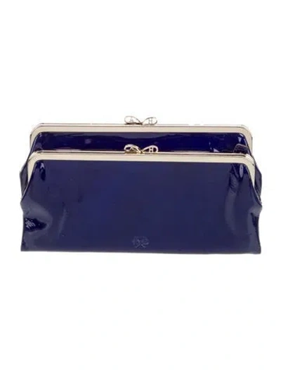 Pre-owned Anya Hindmarch Patent Leather Clutch In Blue