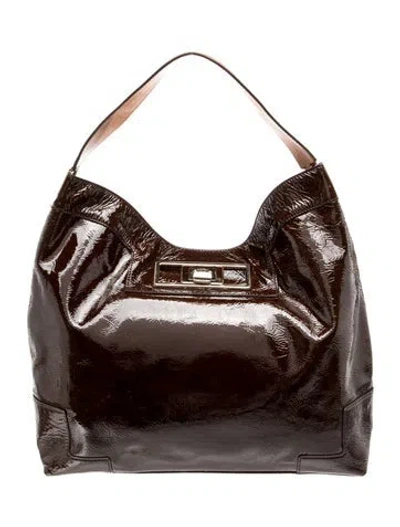 Pre-owned Anya Hindmarch Patent Leather Hobo In Brown