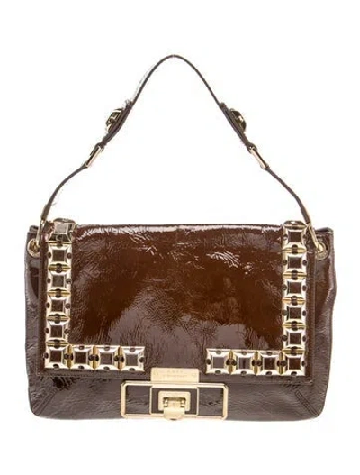 Pre-owned Anya Hindmarch Patent Leather Shoulder Bag In Brown