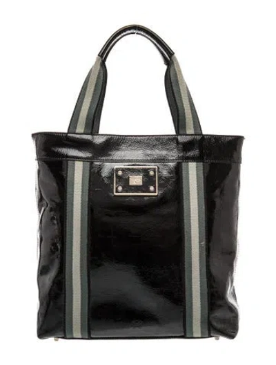 Pre-owned Anya Hindmarch Patent Leather Top Handle Bag In Black