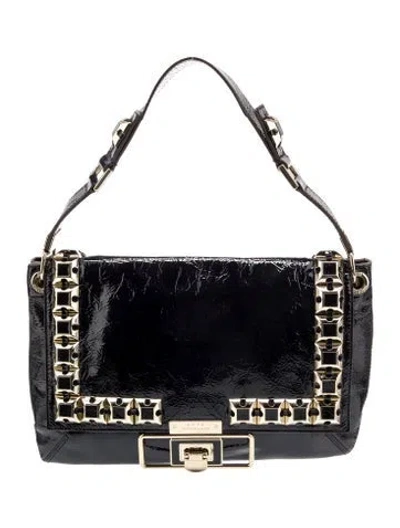 Pre-owned Anya Hindmarch Patent Leather Top Handle Bag In Blue