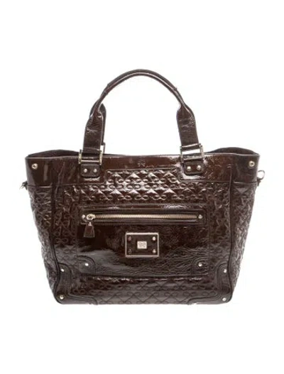 Pre-owned Anya Hindmarch Patent Leather Top Handle Bag In Brown