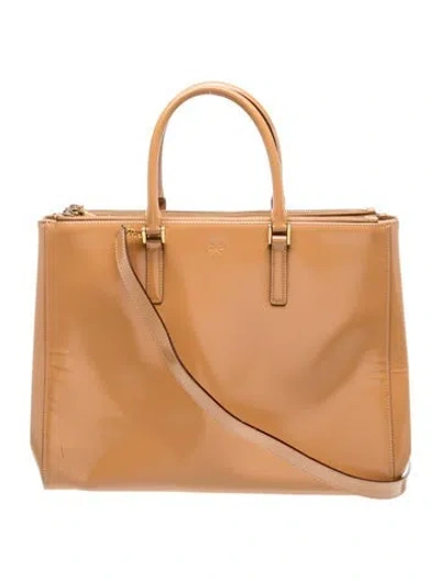 Pre-owned Anya Hindmarch Patent Leather Top Handle Bag In Neutral