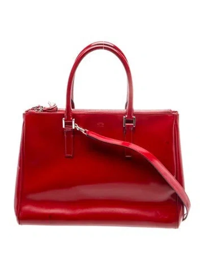 Pre-owned Anya Hindmarch Patent Leather Top Handle Bag In Red