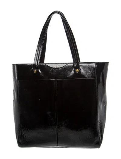Pre-owned Anya Hindmarch Patent Leather Tote In Black