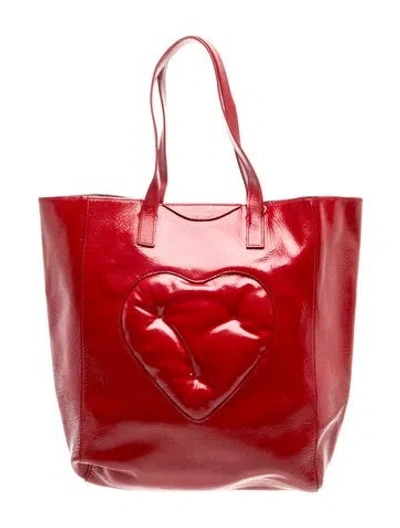 Pre-owned Anya Hindmarch Patent Leather Tote In Red