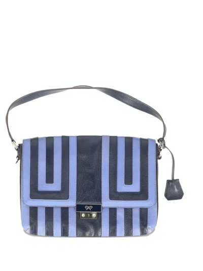 Pre-owned Anya Hindmarch Patterned Flap Shoulder Bag In Blue
