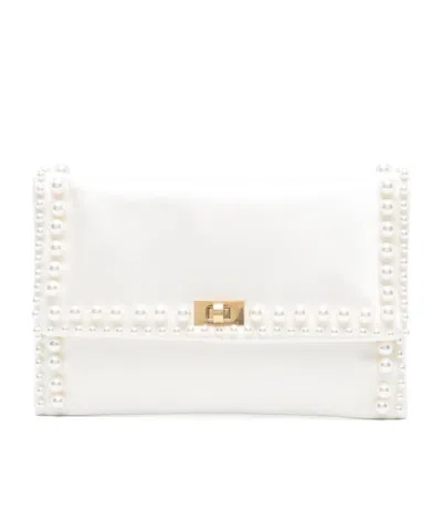 Anya Hindmarch Pearl Decorative Clutch In White