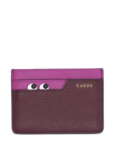 Anya Hindmarch Peeping Eyes Card Case In Burgundy