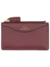 Anya Hindmarch Peeping Eyes Card Holder With Zipper In Burgundy