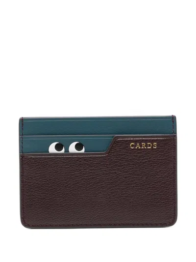 ANYA HINDMARCH PEEPING-EYES LEATHER CARDHOLDER