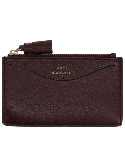 Anya Hindmarch Peeping Eyes Small Double Zip Wallet In Brown