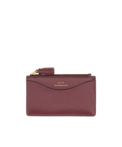 Anya Hindmarch Zipper Card Holder In Burgundy