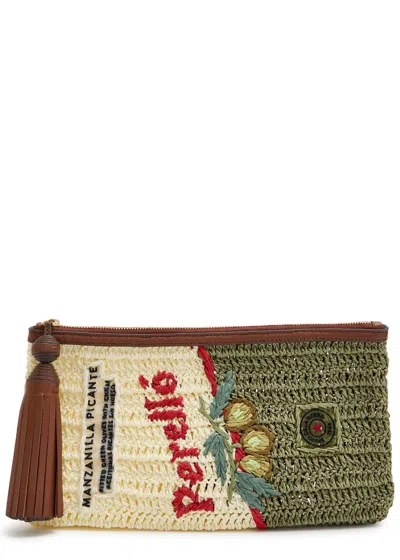 Anya Hindmarch Perello Raffia Clutch In Green