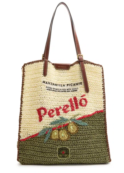 Anya Hindmarch Perello Raffia Tote In Green