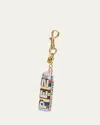 Anya Hindmarch Pez Striped Leather Bag Charm In Gold