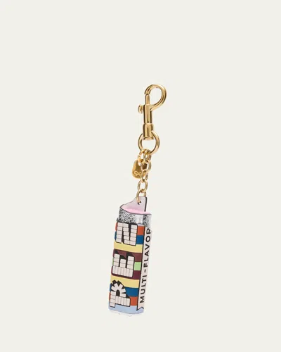 Anya Hindmarch Pez Striped Leather Bag Charm In Multi