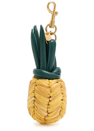 Anya Hindmarch Pineapple Raffia Bag Charm In Yellow