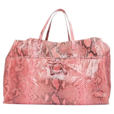 Pre-owned Anya Hindmarch Pink Scaled Leather Bow Tassel Shopper Tote Bag