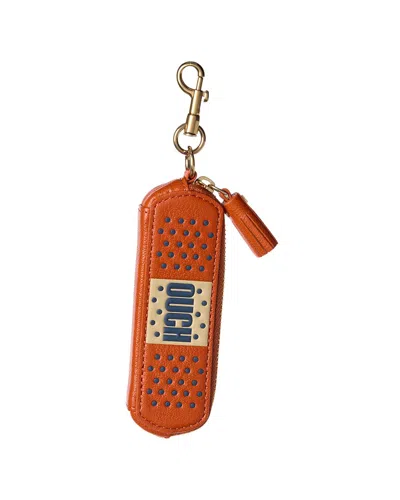 Anya Hindmarch Plaster Leather Key Tag In Orange