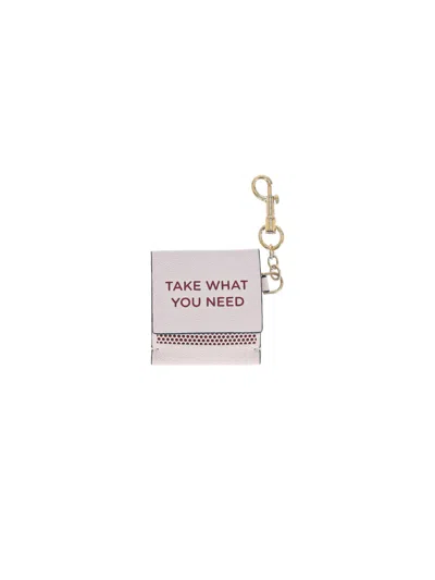 Anya Hindmarch Playful Textured White Leather Matchbook Keychain In Pink