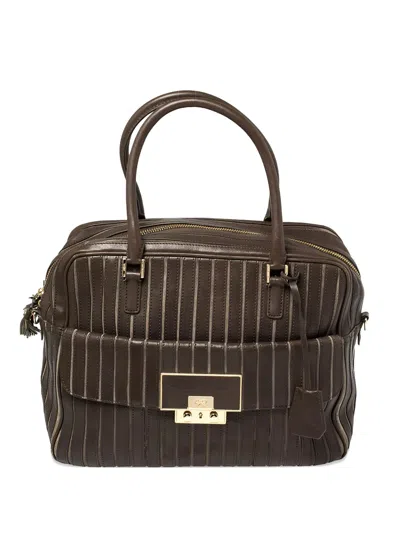 Pre-owned Anya Hindmarch  Striped Leather Bowling Bag