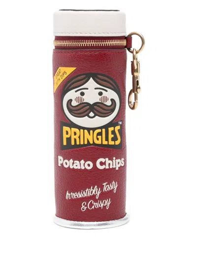 Anya Hindmarch Pringles-print Zip-top Purse In Burgundy