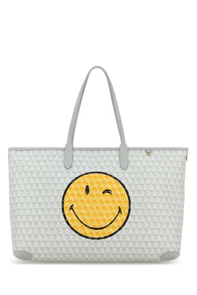Anya Hindmarch Printed Canvas I Am A Plastic Bag Shopping Bag In White