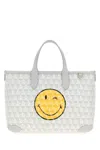 Anya Hindmarch Printed Canvas Xs I Am A Plastic Bag Handbag In White