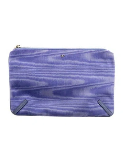 Pre-owned Anya Hindmarch Printed Cosmetic Bag In Purple