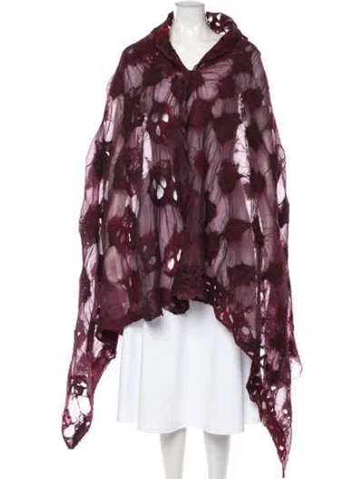 Pre-owned Anya Hindmarch Printed Shawl In Burgundy