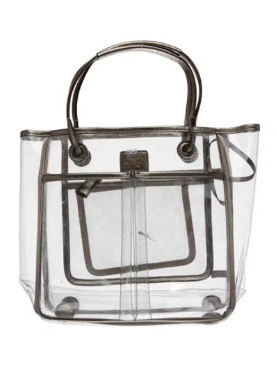 Pre-owned Anya Hindmarch Pvc Tote In Clear/silver