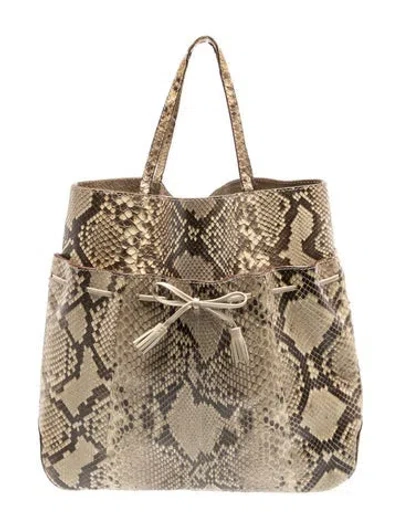 Pre-owned Anya Hindmarch Python Top Handle Bag Vintage In Neutral