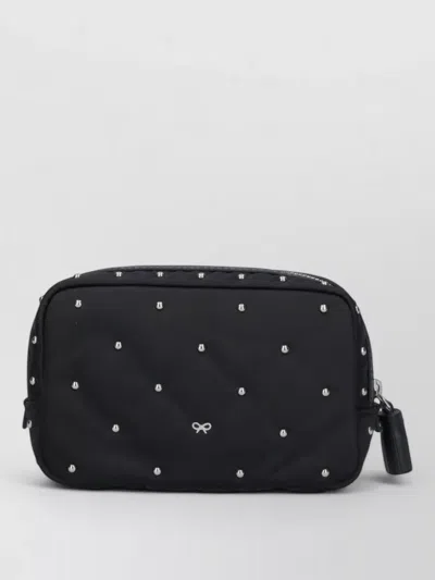 Anya Hindmarch Quilted Clutch Bag Studded Tassel Detail In Black