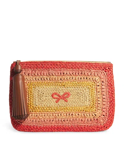 Anya Hindmarch Raffia Bow Clutch Bag In Orange