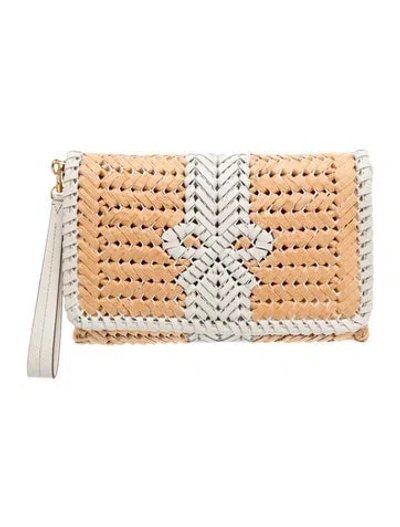 Pre-owned Anya Hindmarch Raffia Clutch In Neutral