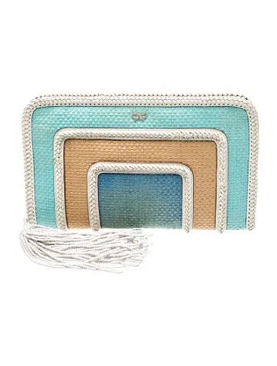 Pre-owned Anya Hindmarch Raffia Colorblock Pattern Wallet