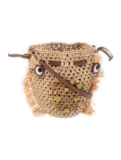 Pre-owned Anya Hindmarch Raffia Crossbody Bag In Neutrals