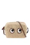 Anya Hindmarch Raffia Crossbody Bag With Iconic Eyes Applique In Beige