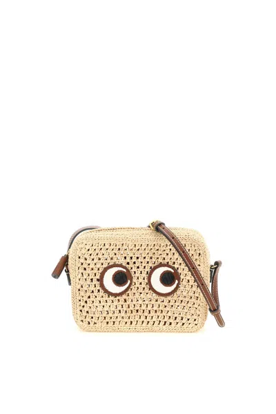 ANYA HINDMARCH RAFFIA EYES CROSSBODY BAG