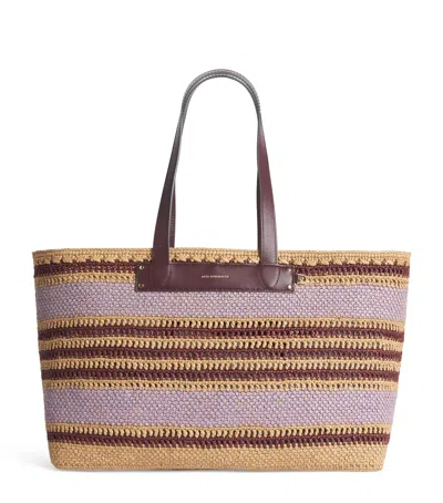 Anya Hindmarch Raffia Stripe Tote Bag In Purple