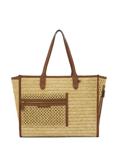 Anya Hindmarch Raffia Tote Bag In Brown