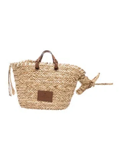 Pre-owned Anya Hindmarch Raffia Tote In Neutrals