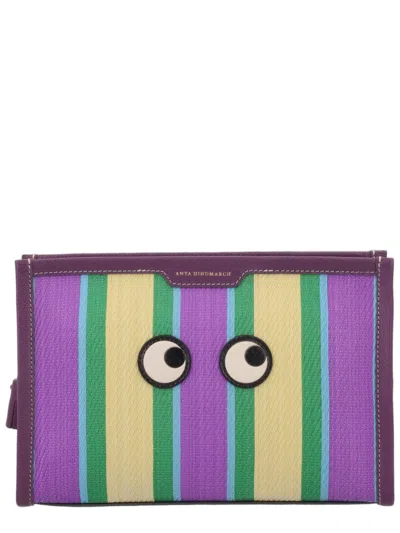 Anya Hindmarch Rectangular Pouch With Playful Striping And Eye Motifs In Multi
