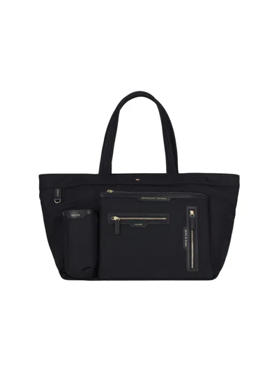 Anya Hindmarch Recycled Nylon & Leather Shoulder Bag In Black