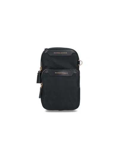 Anya Hindmarch Recycled Nylon Mini Crossbody Bag With Leather-trim Details In Black